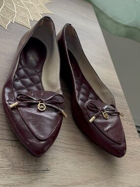 Michael Kors Burgandy Patton Leather Nancy Flat